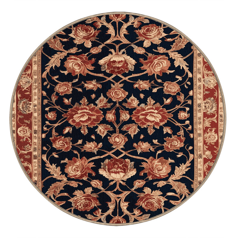 Tapis brun lavable à la machine, Rond 3 pi