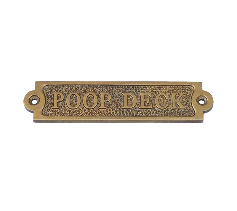 Décoration murale en métal à signe de plancher côtier poop deck, Laiton antique
