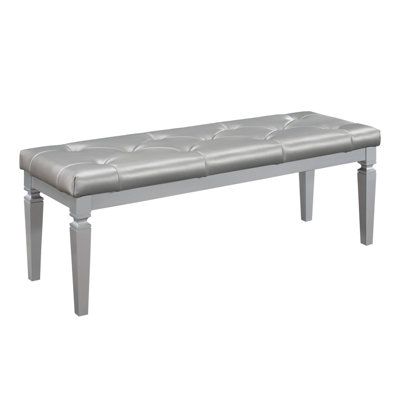 Modern Glam 1Pc Bench Tufted Seat Foam Cushioned Faux Leather Upholstery Bedroom Furniture Home Decor