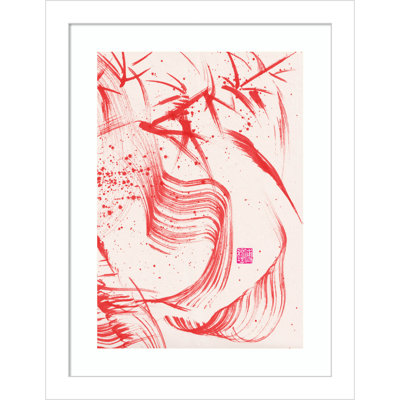 Zen Bamboo Ink Abstraction 2 by Odilia Fu Wood Framed Wall Art Print