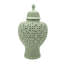 25" Carved Temple Jar - Celadon-852018739