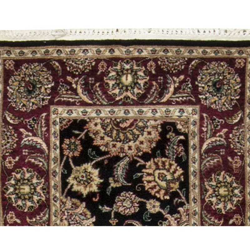 Manchuria Wool Oriental Area Rug in Black/Wine