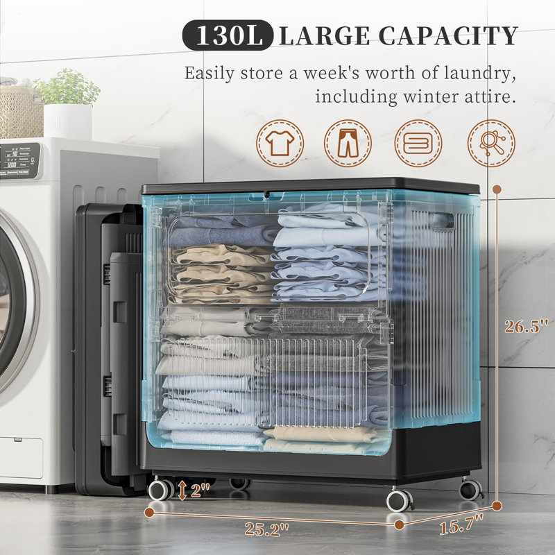 Plastic Laundry Basket, Dark Grey