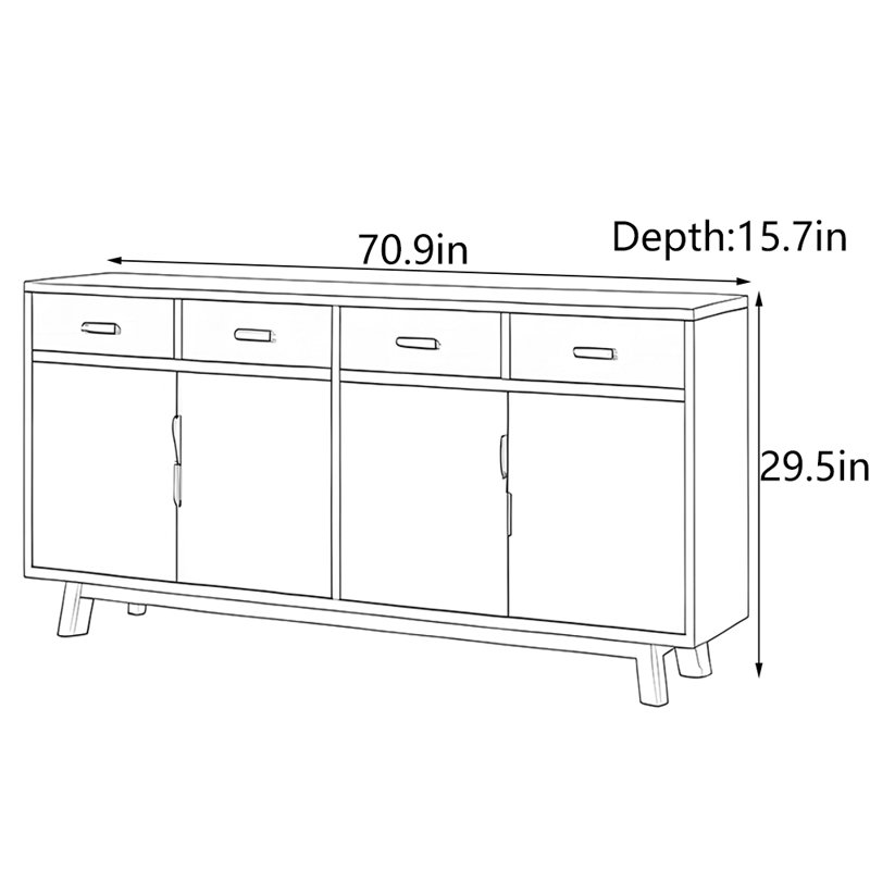 Armoire de vestibule Wabi-Sabi, H 29,5 po x l 70,9 po x P 15,7 po