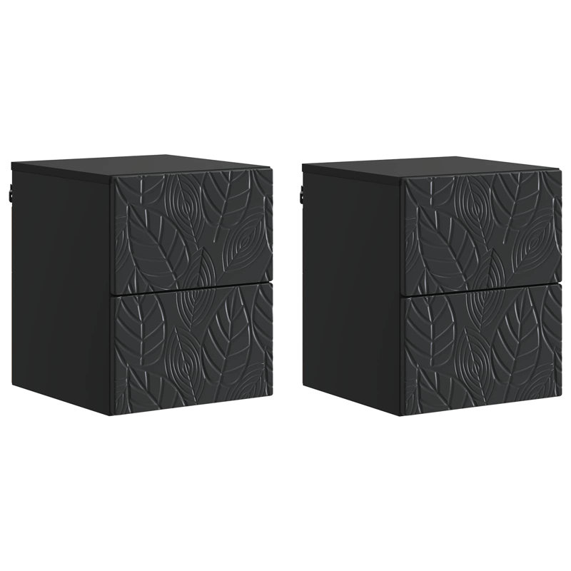 34.5cm W Composite Bedside Table, Black