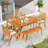 6PCS Outdoor Acacia Wood Dining Set Rectangle Dining Table with 4 Chairs & Bench