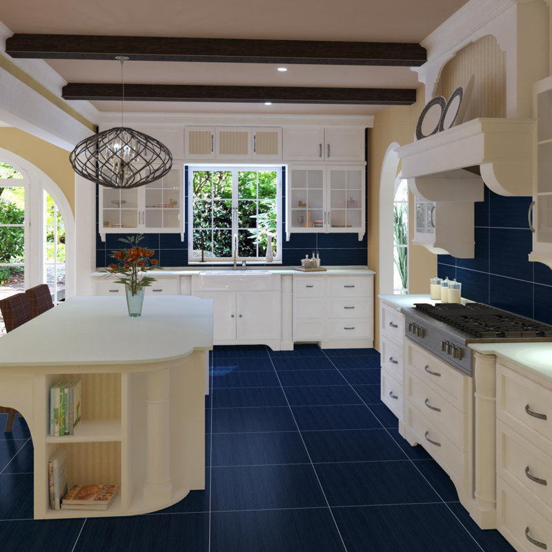 Refinery Semi-Polished 24'' W x 24'' L Porcelain Singular Tile, Navy