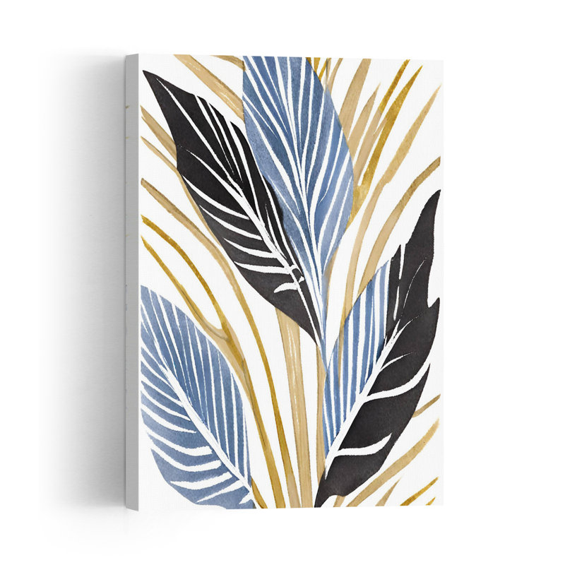 Affiche murale abstraite minimaliste moderne représentant des frondes tropicales, inspirée de la nature et des plantes.