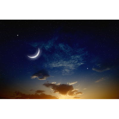 Coucher de soleil et lune - reproduction sur toile tendue