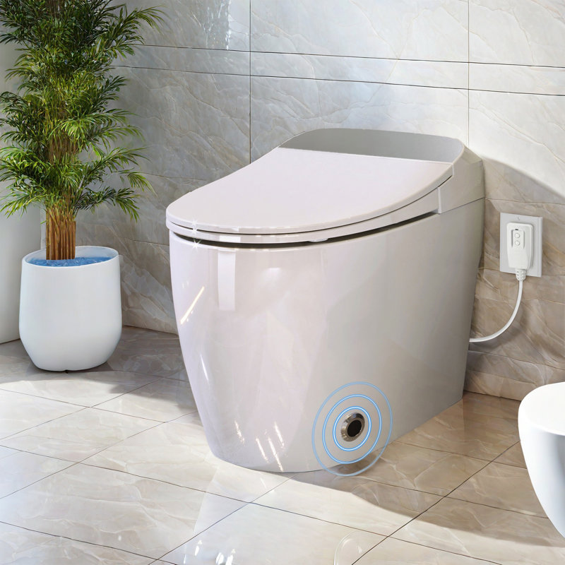 Heated Seat Smart Toilet With Foot Sensor, Tankless Automatic Flush, Night Light, And Soft-Close Lid, White