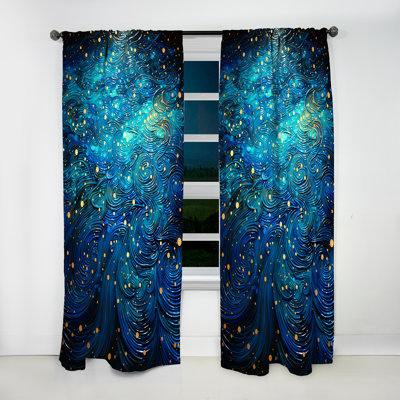 Isaiah Coastal Minimalism Blue Moonlit Water II - Nautical Velvet Curtain - Room Darkening - 1 panel