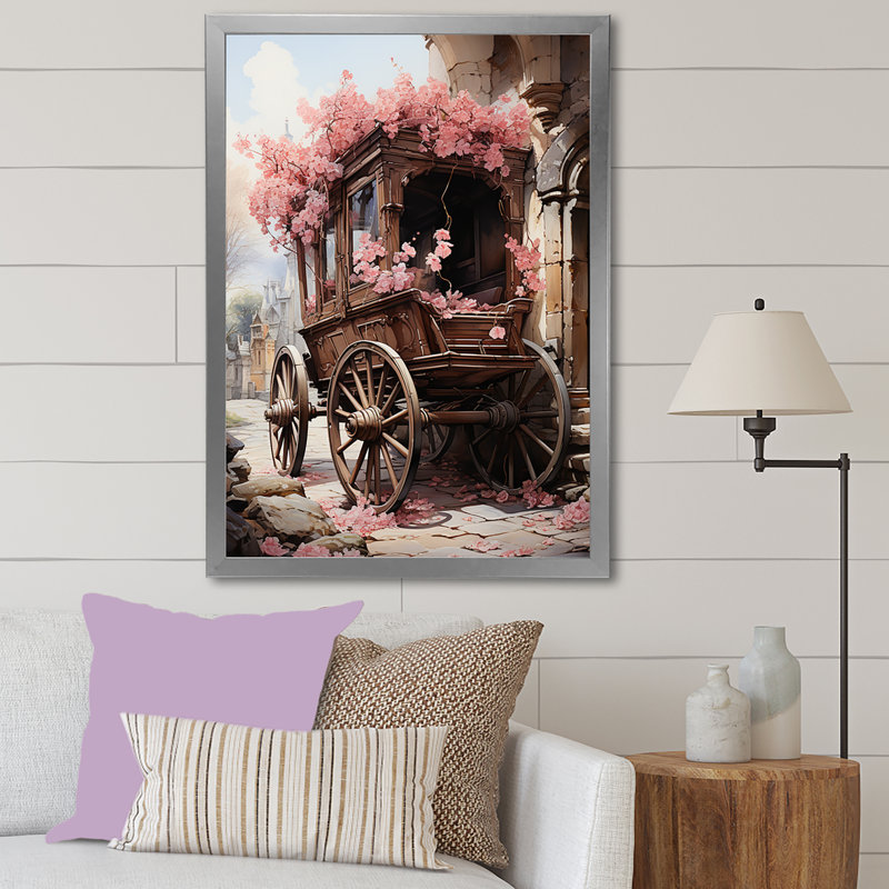 Voyage romantique en chariot de mariage sur toile, H 32 po x l 24 po, Cadre photo argenté