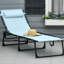 Chaise longue de plage pliable avec 4 positions d'inclinaison, assise en maille respirante et élastique, coussin, bleu, 197 cm (77,5 po) de long, capacité de charge de 120 kg (264 lb), pente inclinable, bleu brillant