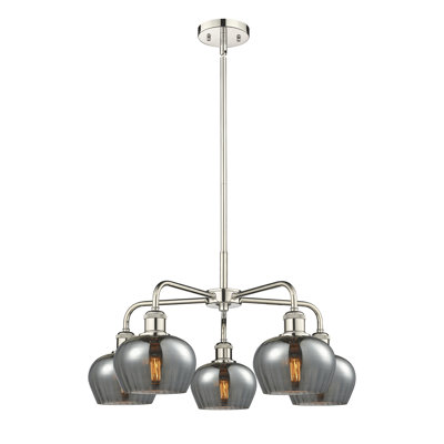 Calhern 5 - Light Steel Dimmable Bowl Chandelier