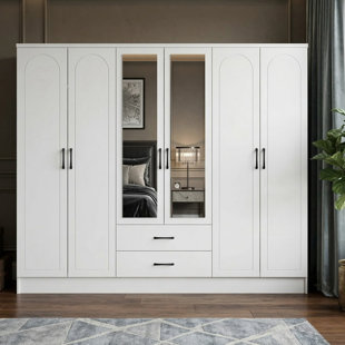 Millbury 6 Door 2 Drawer Wardrobe with Mirror