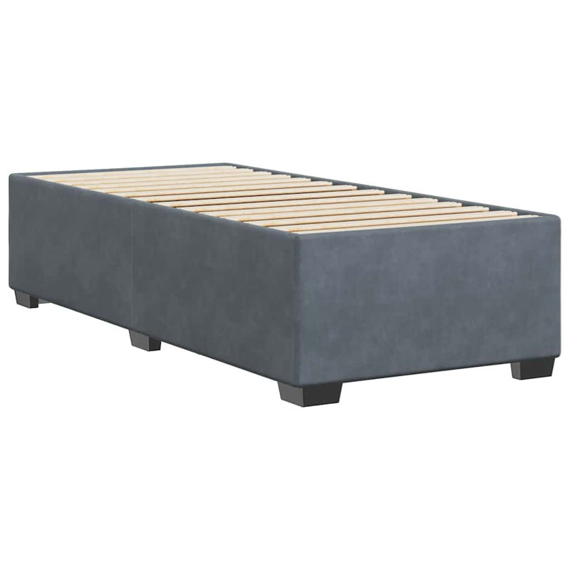 Ebern Designs Bed Frame Without Mattress  Twin XL Velvet, Dark Gray, Full
