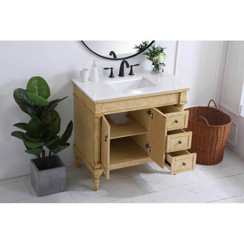 Ensemble de meuble-lavabo simple 36 po Lexington, Bronze antique, Blanc Ivoire
