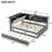 Full Size, Gray, Wood Platform Bed, Trundle, Upholstered Headboard, Storage - Equipped Shelving Headboard Shelves, + Pine Build
