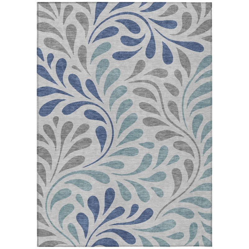 Machine Washable Indoor/Outdoor Lanphear ACN2411 Botanical Rug, Rectangle 9' x 12'