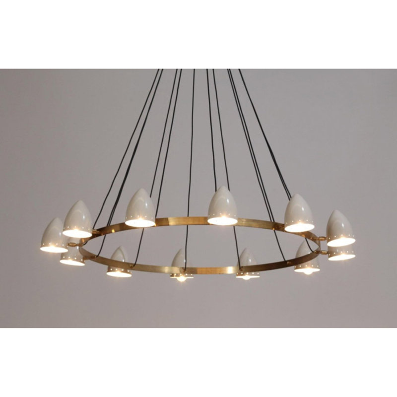 Lustre Stilnovo clair, Argent antique, H 43 po x l 43 po x P 43 po