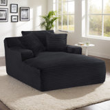 Oversized Upholstered Chaise Lounge Sofa Corduroy Sleeper Sofa with 3 Pillows