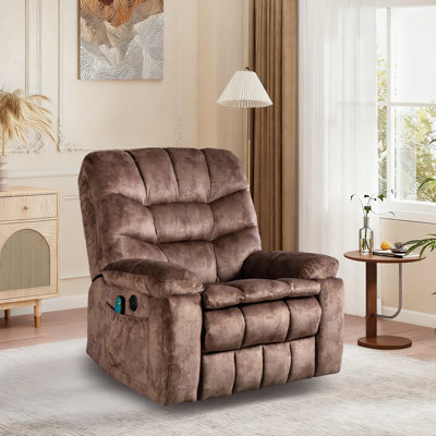 Calei 39.5" Wide Overstuffed Velvet Power Lift Assist Massage Heating Reclining Chair with USB Port & Cup Holders & Side Pocket