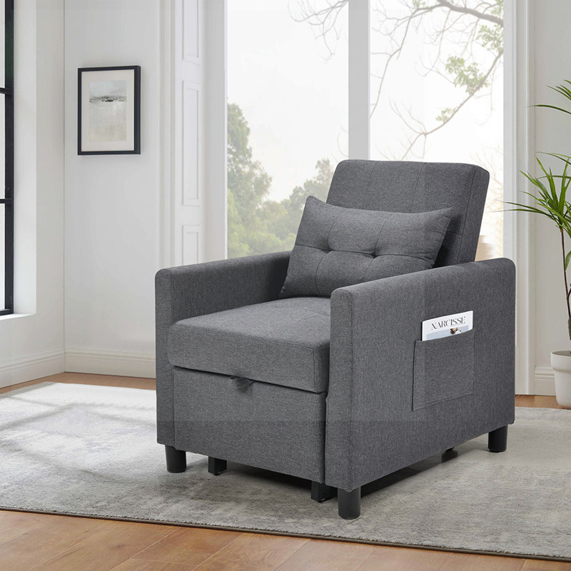 Canapé à accoudoirs arrondis 27,5 po Ilicia, Mélange de lin gris