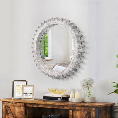 Miroir décoratif lourd en bois vintage