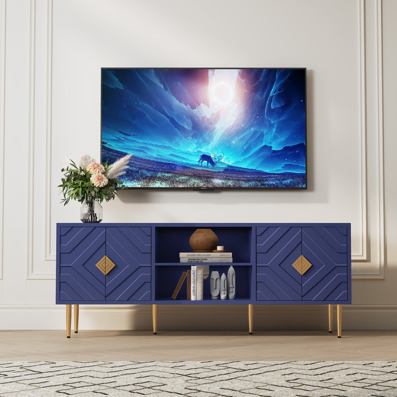 Meuble télé 63 po Leala, Bleu