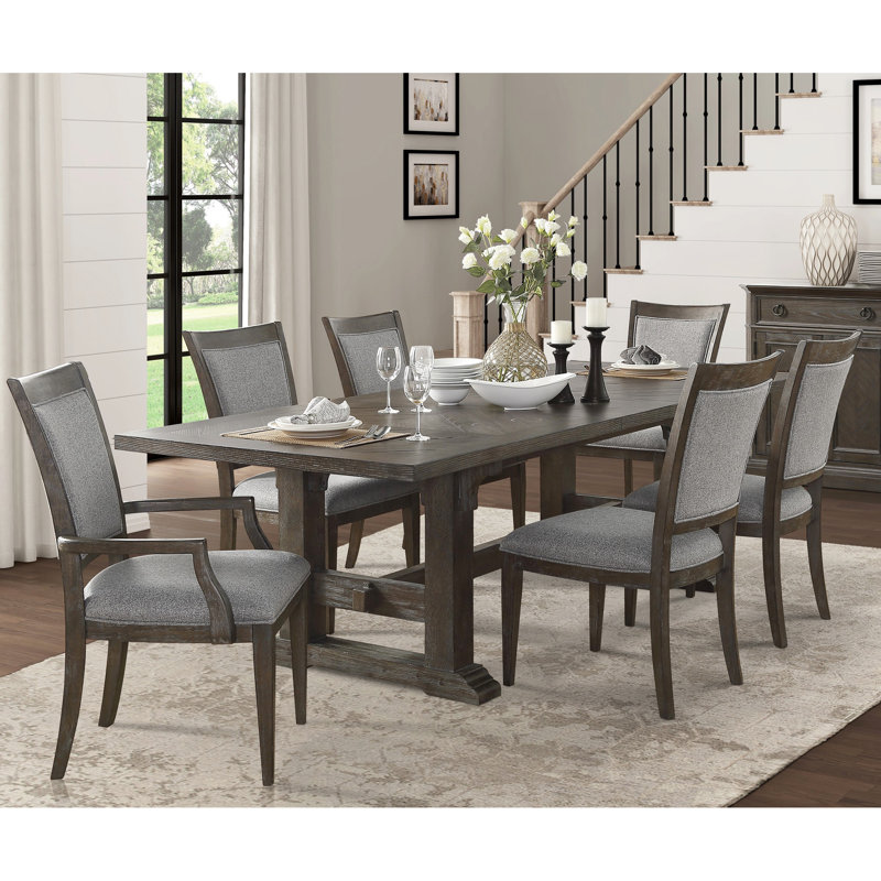 2 chaises d'appoint brun-gris, conception transitionnelle, dossier rembourré en tissu, structure en bois, finition bois flottant, H 20,5 po x 26 po, H 40 po, dimensions de salle à manger, hauteur de poids de 250 lb