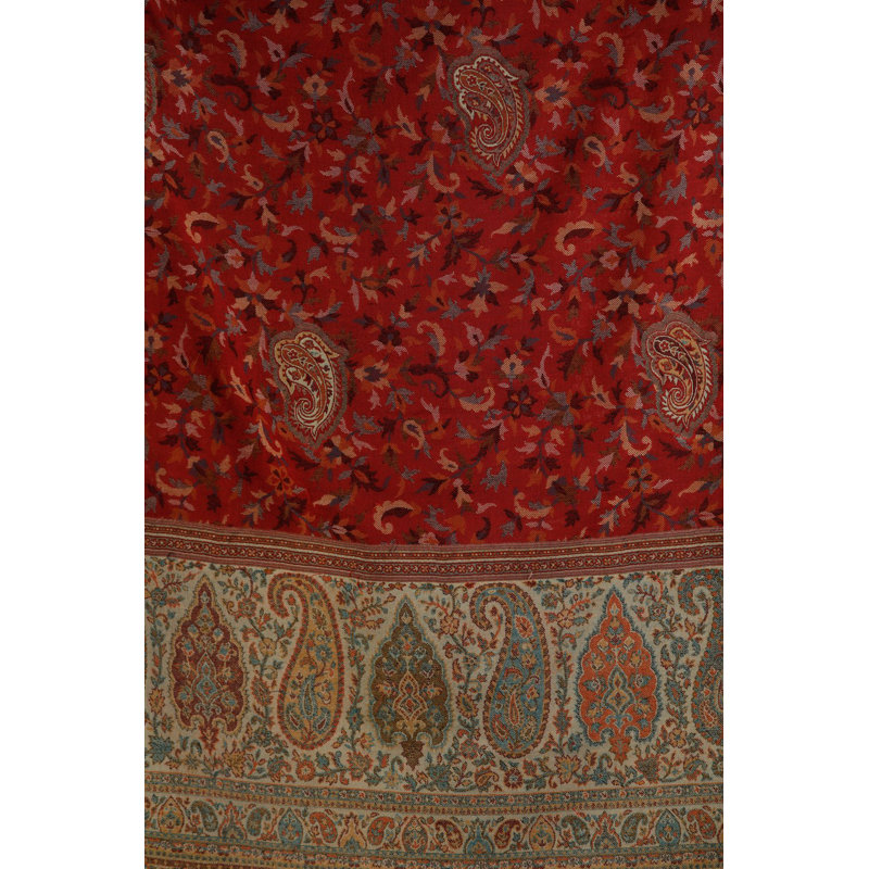 Authentic Woolen Jamawar Stole with Woven Paisley Artisan Handcrafted Amritsar Wrap – Traditional Indian Floral Heritage Shawl