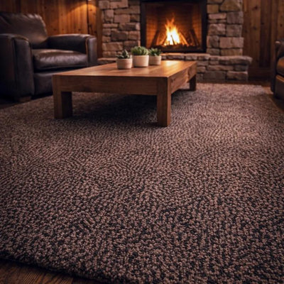Tapis brun foncé en laine bouclé Donk Authentic
