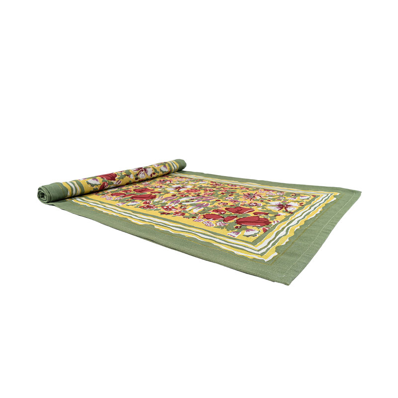 Jardine Table Runner in Red, 90" L x 16" W, Red/Green