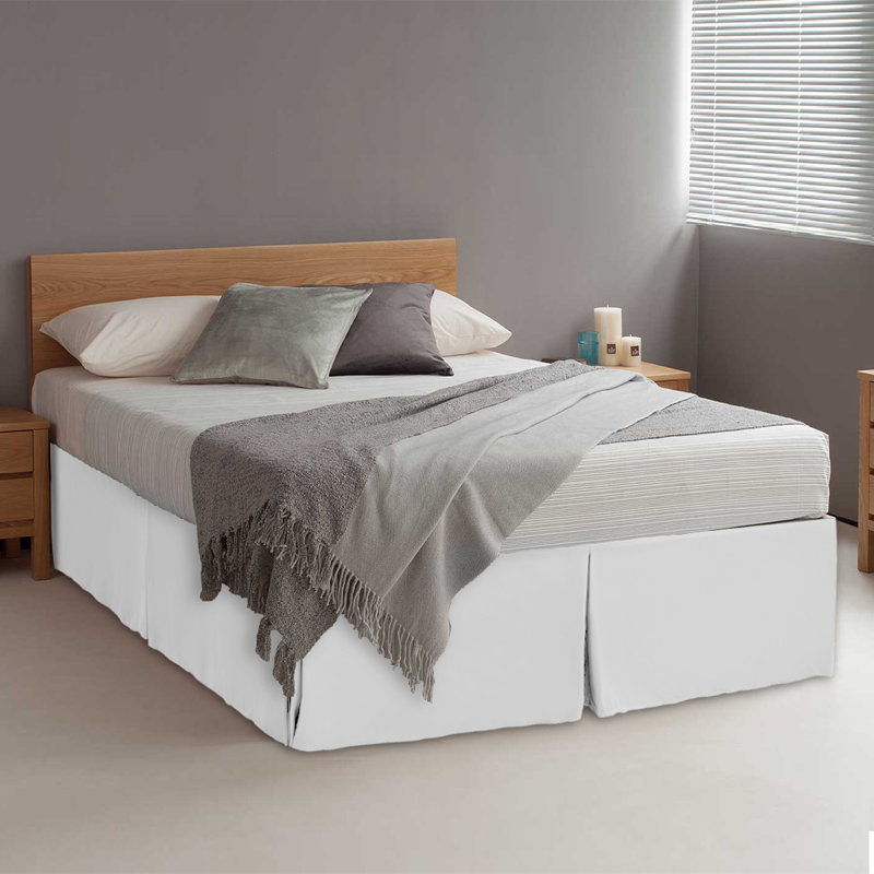 Jupe de lit de 16 po avec jupes de lit en microfibre brossée plissée, Très grand, Blanc