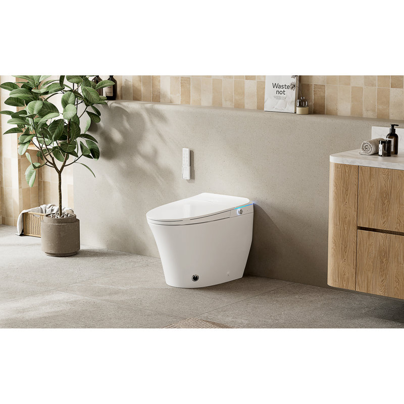 Zarautz Elongated  Smart Bidet Toilet with Clean Foam Shield Splash Proof,Built in Tank,ADA Chair Height, Auto Open & Close,Heated Seat, Dryer & Foot/Men's flush recognition,Child wash,Dual Remote Control