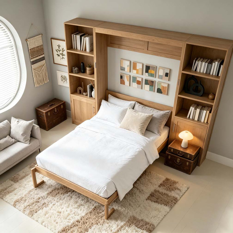 Grand lit escamotable, Bois