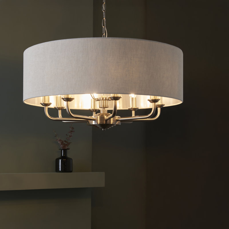 Landover 8 Light Chandelier, Natural, Brushed Chrome 