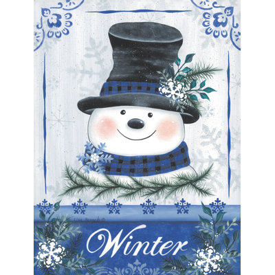 «Winter Snowman On Canvas» par Lisa Kennedy, reproduction