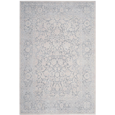 Calidia Floral Light Gray/Cream Area Rug