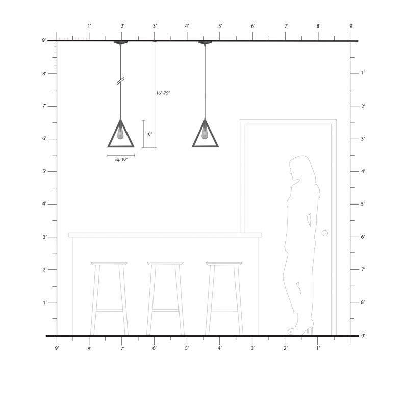 Luminaire suspendu géométrique unique à 1 lumière Dheclan, Laiton antique, Laiton antique