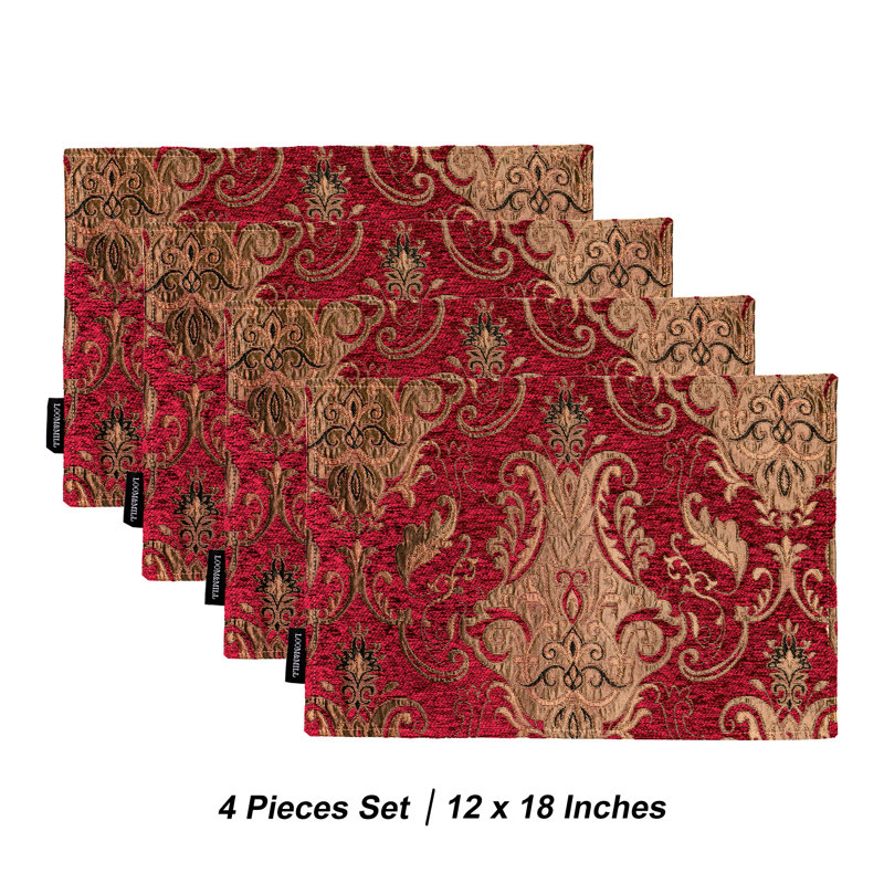 Chenille Damask Rectangle Placemat, 4