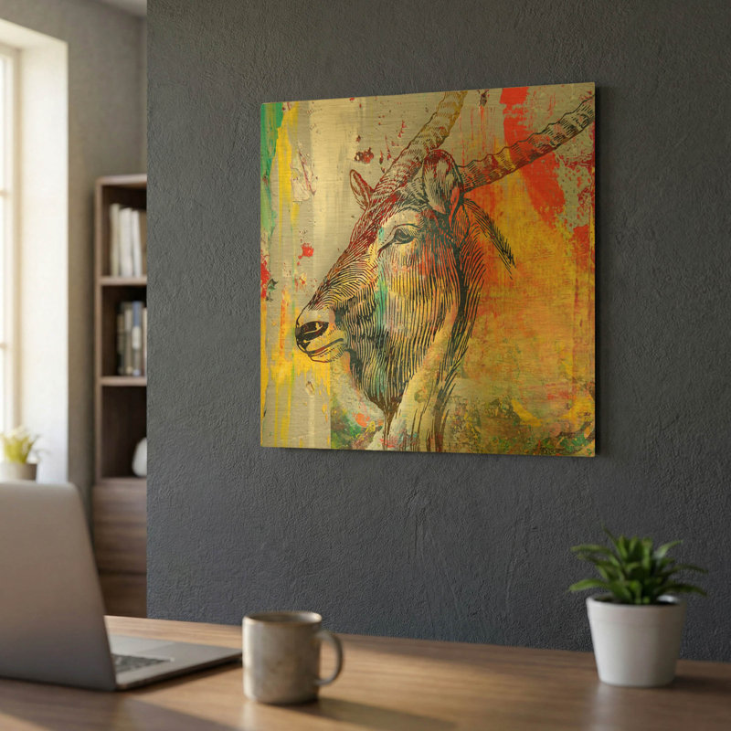 «Arty Beast 1» par Karen Smith, art mural en métal doré, 24 po x 24 po, 24"x24"