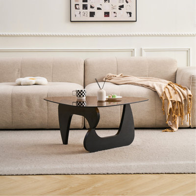 Petite table basse de style campagnard Mid-Century moderne en bois, noir