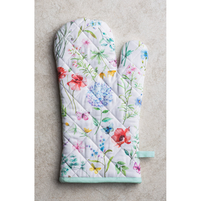 Maison d'Hermine Just Floral, manique et gant de cuisine 100 % coton - 19 x 33 cm et 20 x 20 cm