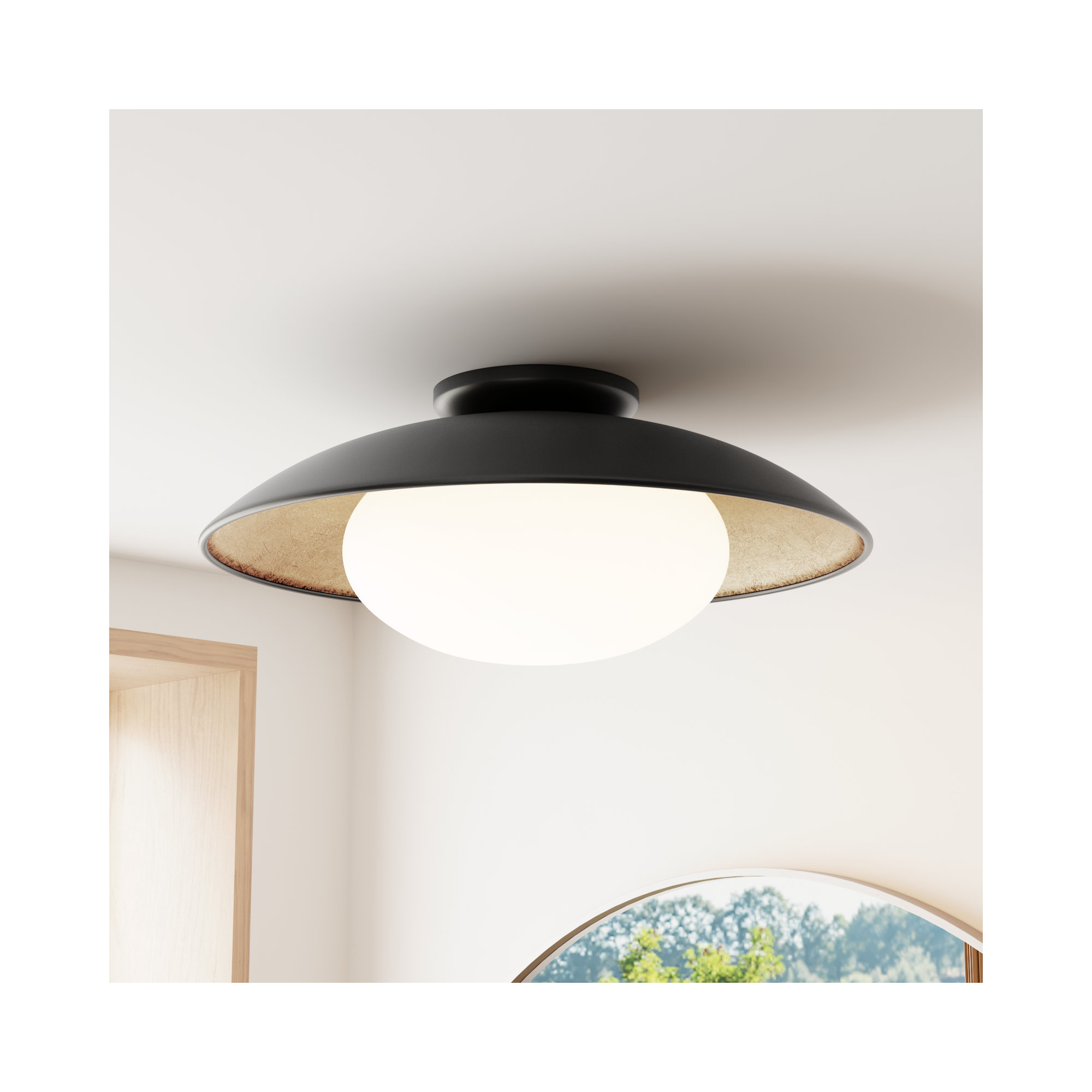 Jason Single Light Flush Mount, Black Lustro, 9'' H x 21'' W x 21'' D