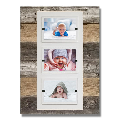 Cadre photo en bois recyclé triple Linke