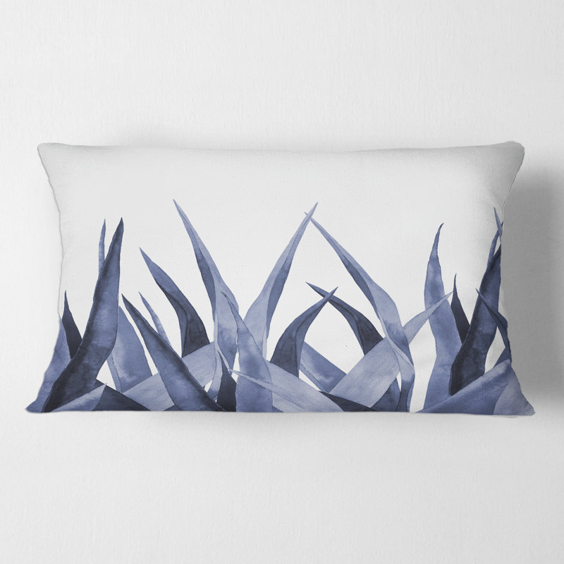 Rectangle, feuilles d'agave bleu marine - coussin décoratif traditionnel