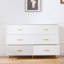 Six Drawers, Golden Straight Aluminum Handle, Golden Triangle Legs, White Locker