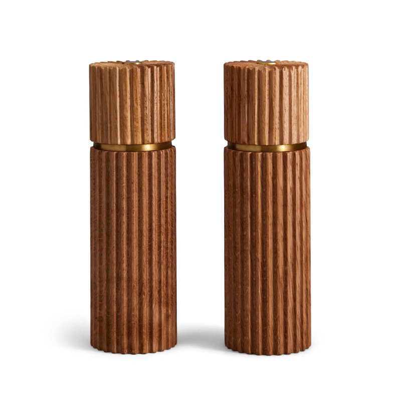 Ionic Salt + Pepper Mills, Gold/Natural Oak