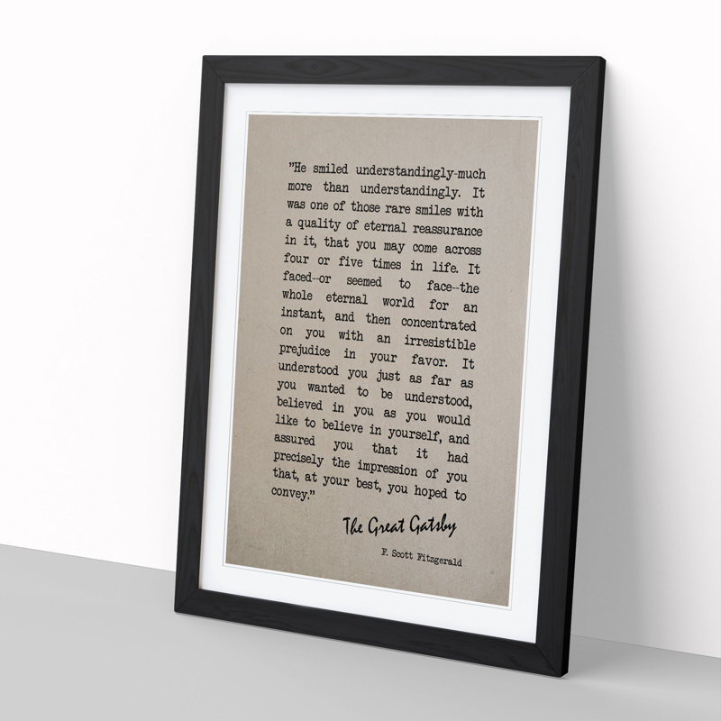 Great Gatsby Quote F. Scott Fitzgerald - Picture Frame Typography on MDF, 36cm H x 27cm W x 2cm D, Black Framed